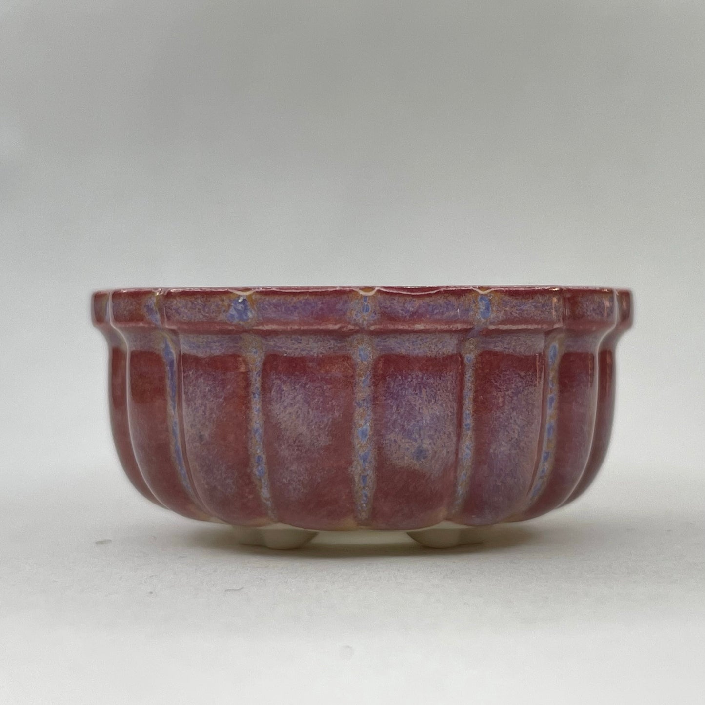 Tiny Scalloped Round Mame Bonsai Pot in Rose Aster, About 1.5 inches wide