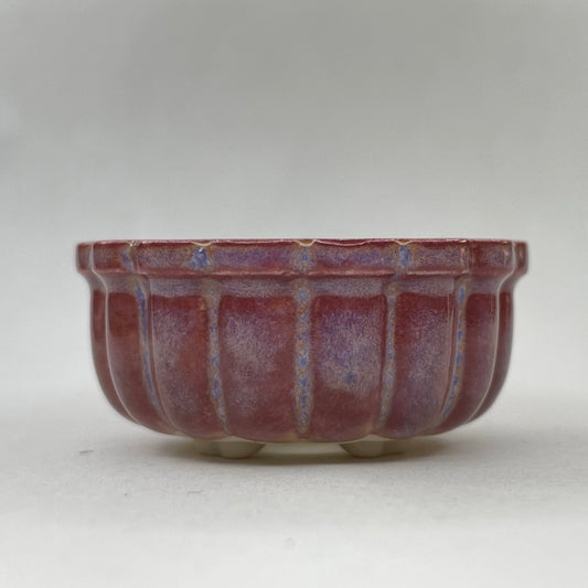New! Tiny Scalloped Round Mame Bonsai Pot in Rose Aster, About 1.5 inches wide