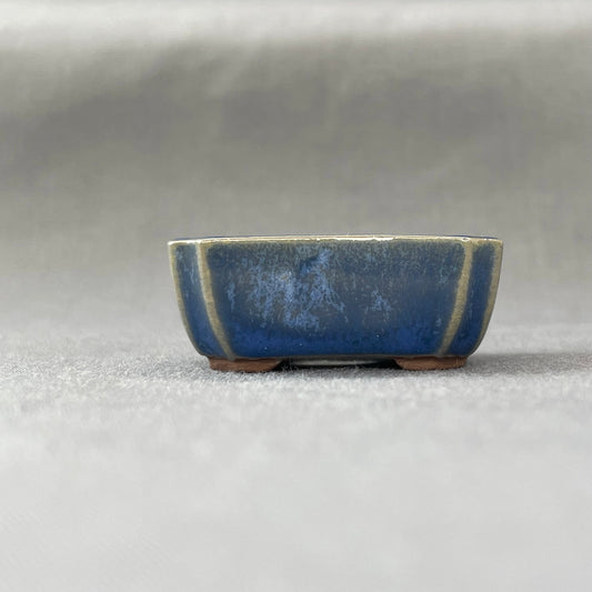 New! Tiny Rectangle Mame Bonsai Pot in Matte Denim, Less than 1.5 inches wide