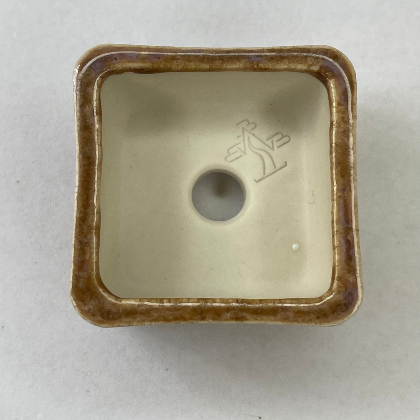 Tiny Square Mame Bonsai Pot in Rosy Brown, Less than 1.5 inches wide
