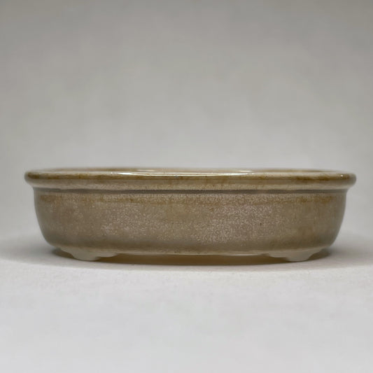 New! Tiny Oval Mame Bonsai Pot in Rosy Ash, About 2 inches wide