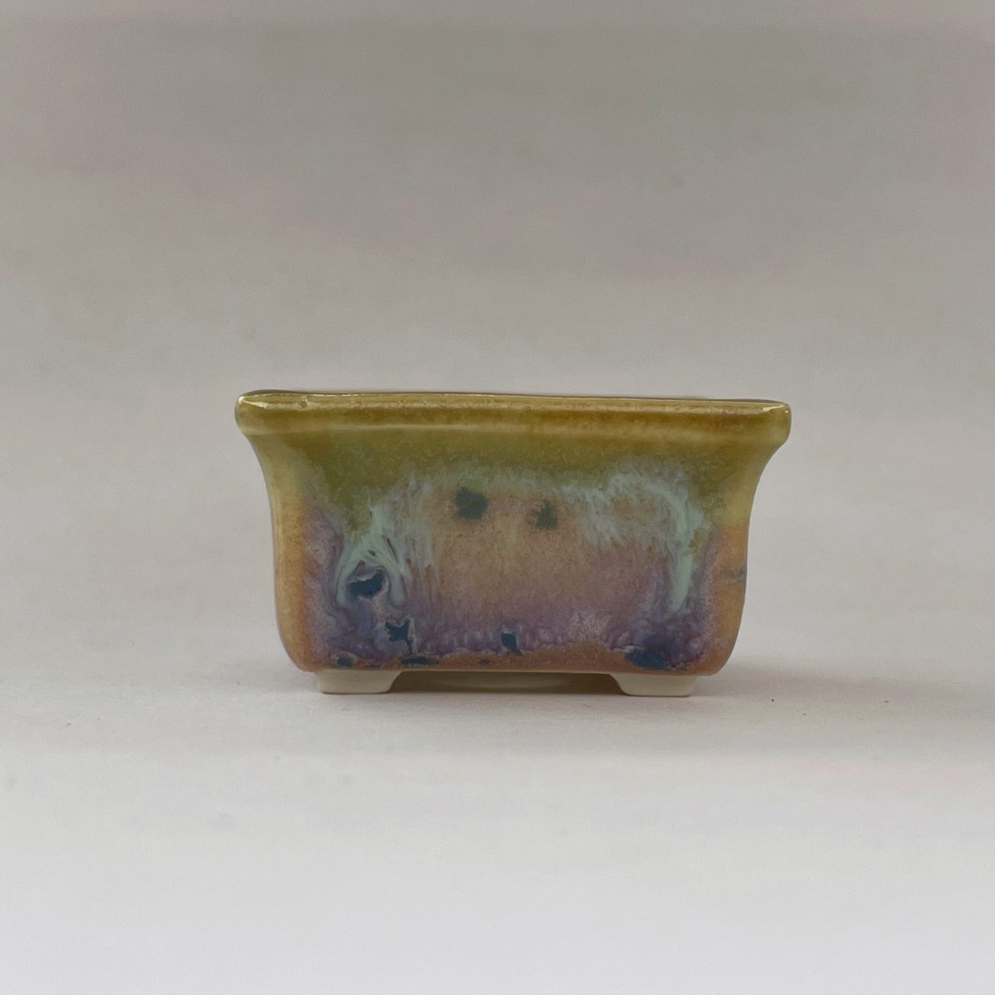 New! Tiny Rectangle Mame Bonsai Pot in Jade Aster, Less than 1.25 inches wide