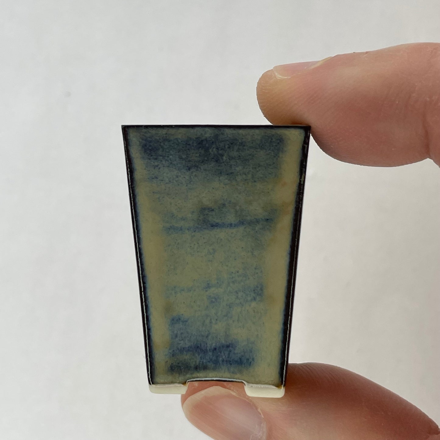 New! Tiny Cascade Mame Bonsai Pot in Opal Fog, Less than 1.75 inches tall