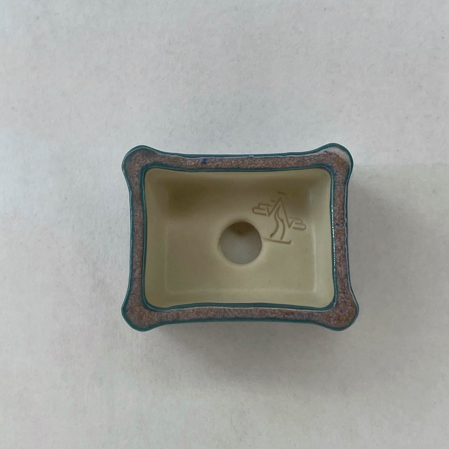 New! Tiny Rectangle Mame Bonsai Pot in Lavender Aster, About 1.25 inches wide
