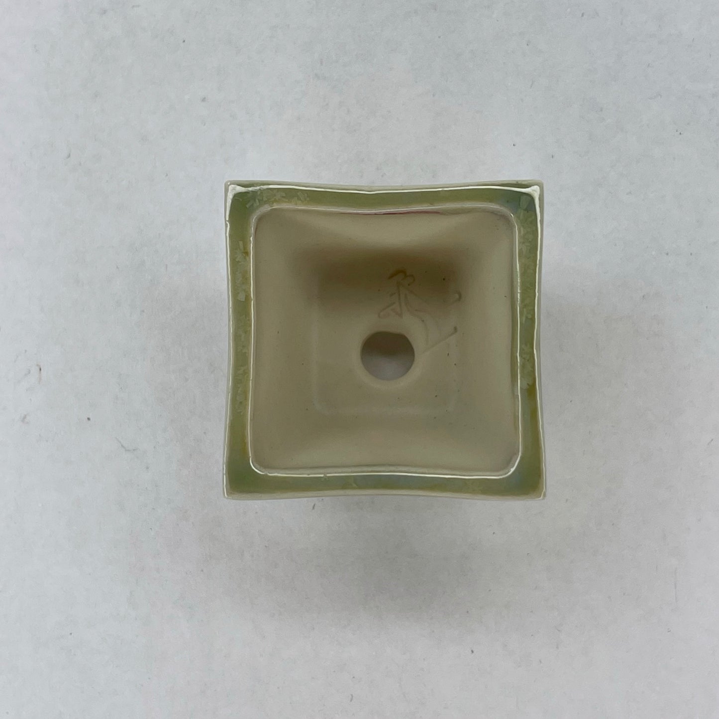New! Tiny Square Mame Bonsai Pot in Bamboo Green, About 1 inch wide