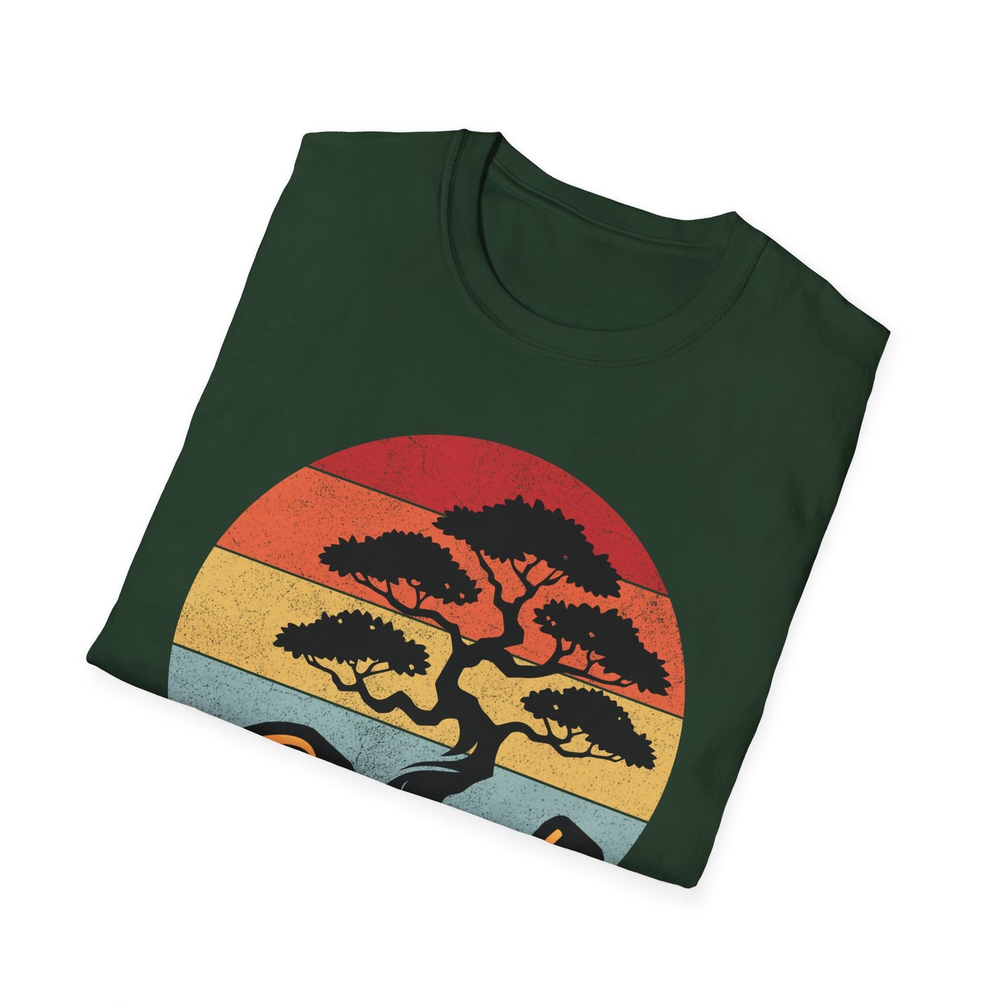 Tshirt A: Classic Sunset Bonsai Shirt, California Vintage-Style Bonsai Tree T-Shirt, Softstyle Bonsai Sunset Tee, Gift for Him