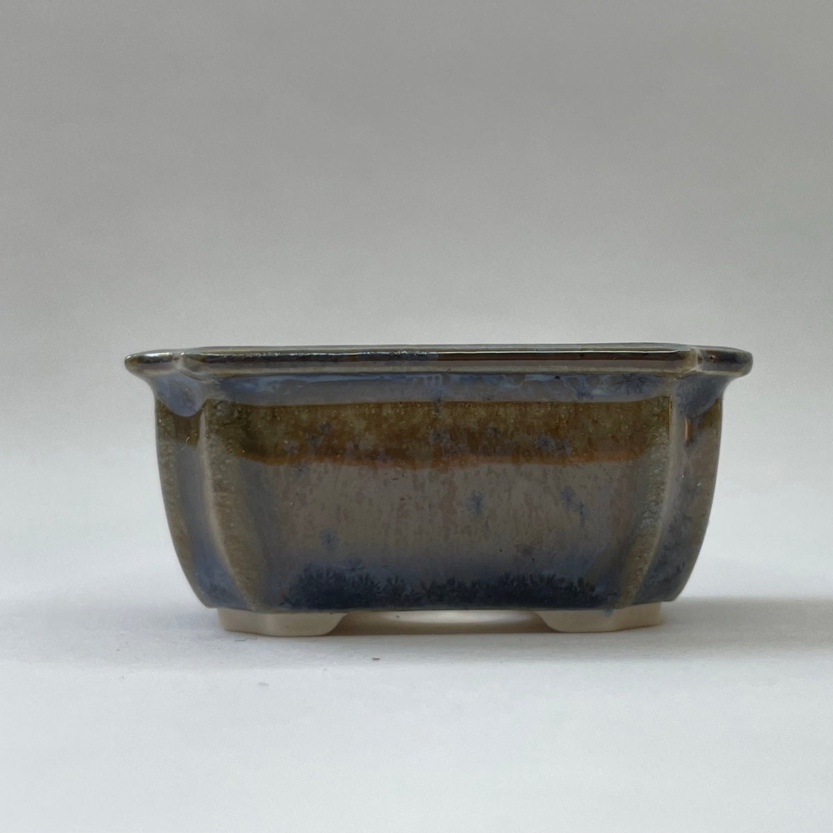 New! Tiny Rectangle Mame Bonsai Pot in Dark Crystal Champagne, About 1.5 inches wide