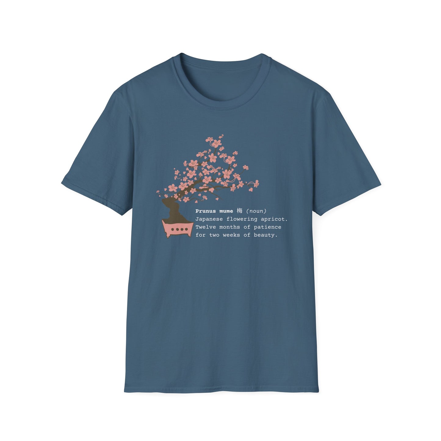Tshirt 6: Bonsai Prunus Mume Softstyle T-Shirt, Cherry Blossom Bonsai Tree Shirt, Flowering Apricot Botanical Art, Zen Bonsai Enthusiast Gift, Garden