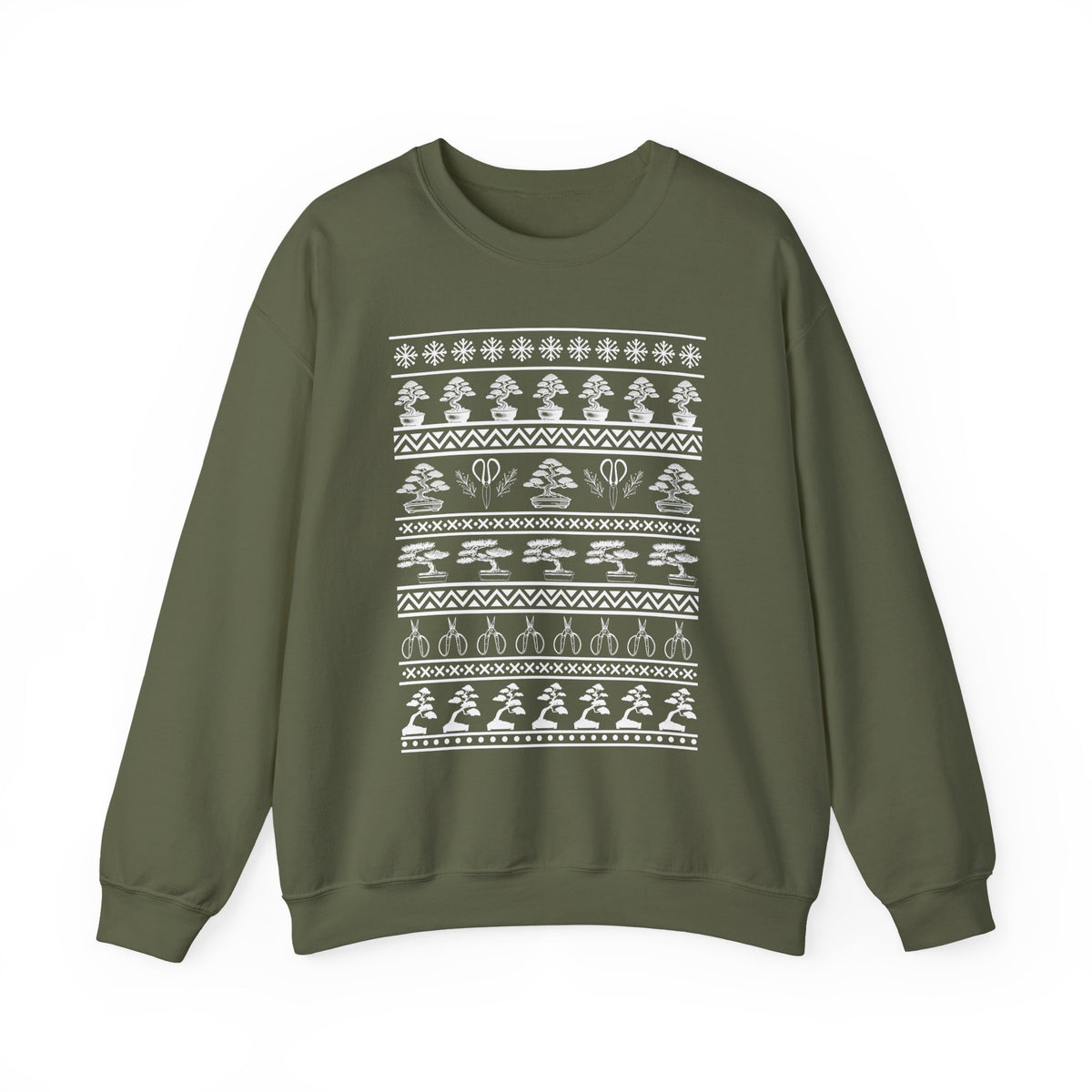 Winter Bonsai Tree Christmas Nordic Ugly Sweater Sweatshirt, Fair Isle Holiday Shirt