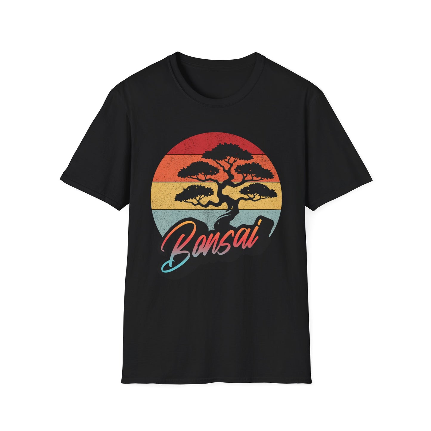 Tshirt A: Classic Sunset Bonsai Shirt, California Vintage-Style Bonsai Tree T-Shirt, Softstyle Bonsai Sunset Tee, Gift for Him