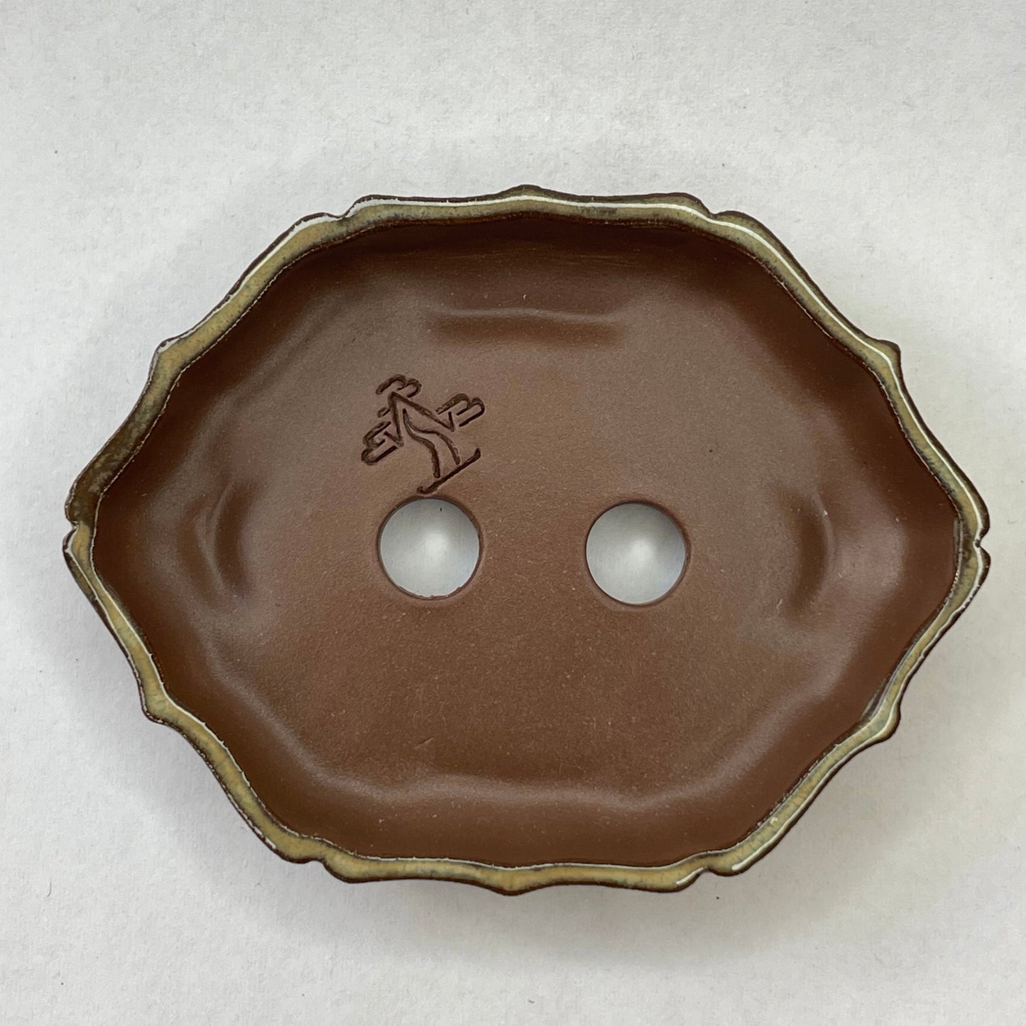 New! Tiny Shallow Decorative Mame Bonsai Pot in Chocolate Opal Lustre, Only 2.25 inches long