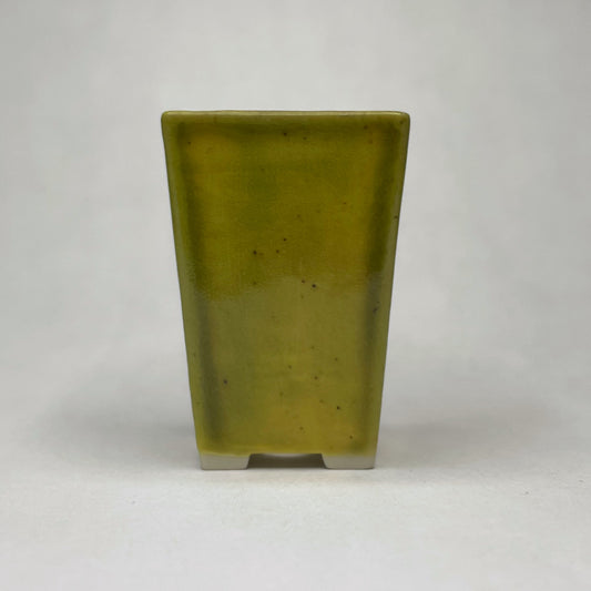 New! Tiny Cascade Mame Bonsai Pot in Yellow Green, About 1.5 inches tall
