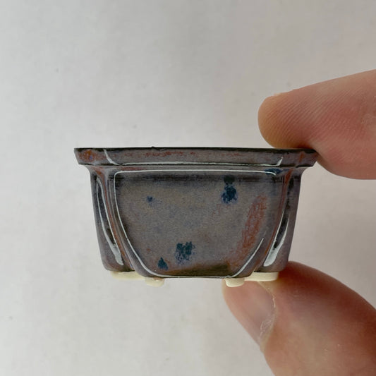 New! Tiny Square Mame Bonsai Pot in Lavender Aster, About 1.5 inches wide