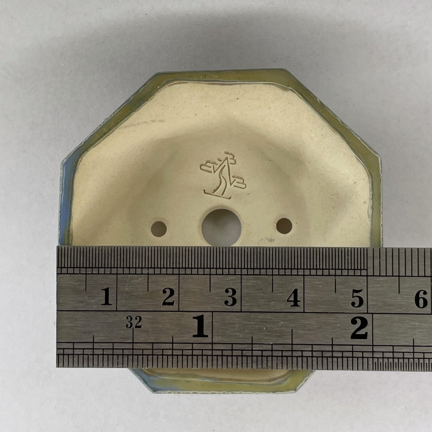New! Tiny Spiral Octagon Mame Bonsai Pot in Oyster, Only 2 inches wide