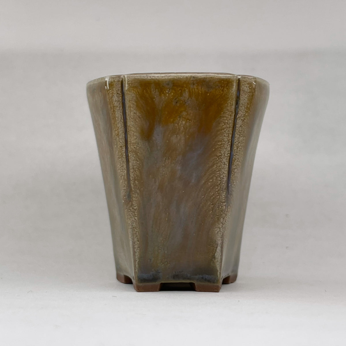 New! Tiny Cascade Mame Bonsai Pot in Rosy Ash, Less than 2 inches tall