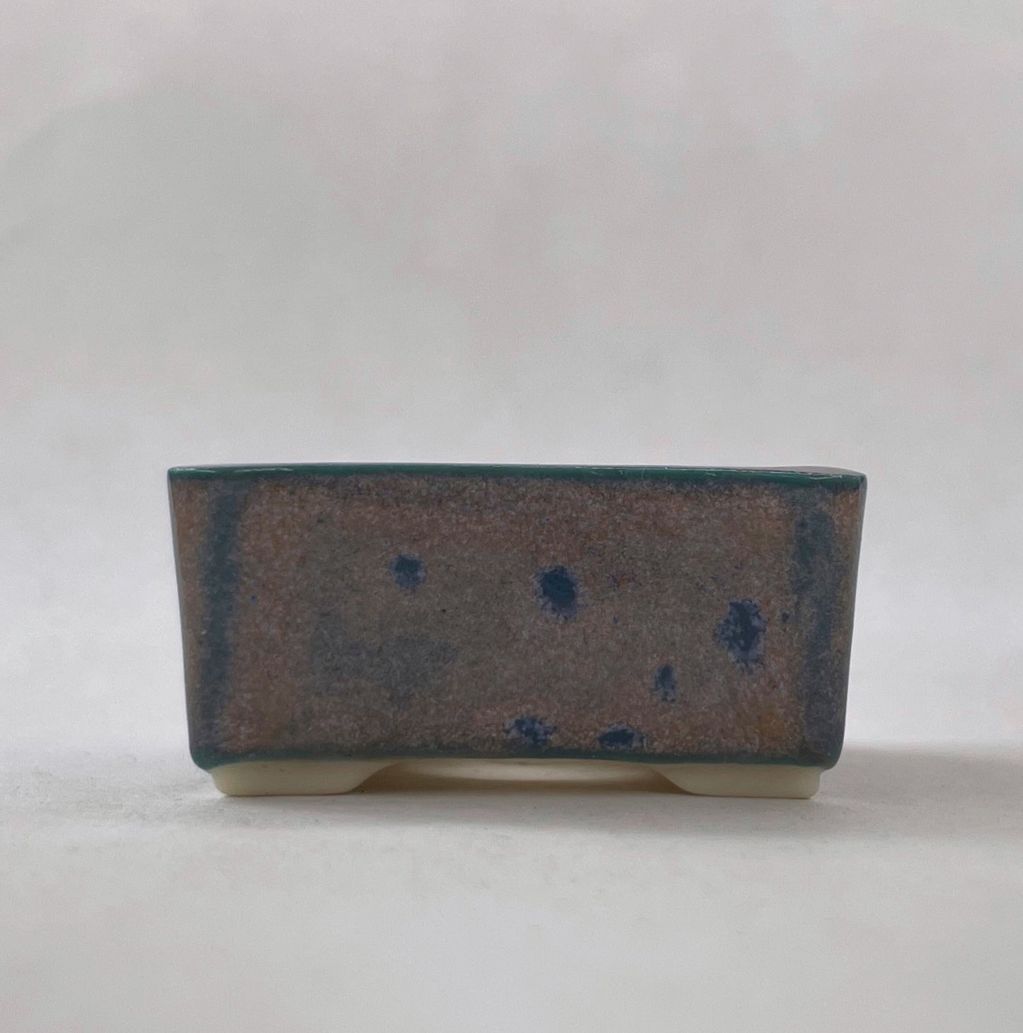 New! Tiny Rectangle Mame Bonsai Pot in Lavender Aster, About 1.25 inches wide