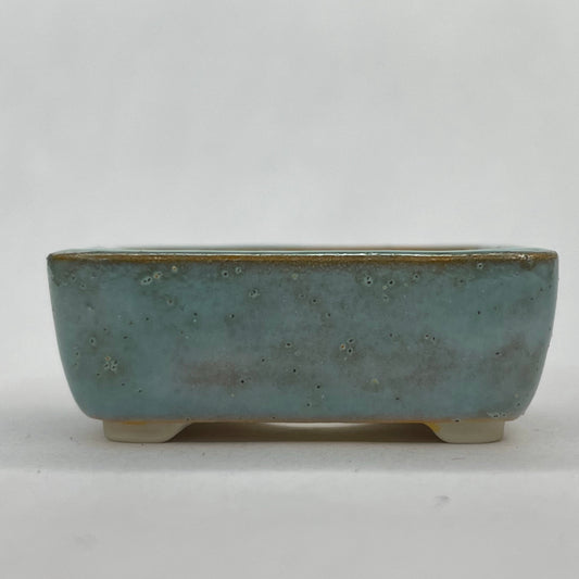 New! Tiny Rectangle Mame Bonsai Pot in Tropical Green, Less than 1.5 inches wide