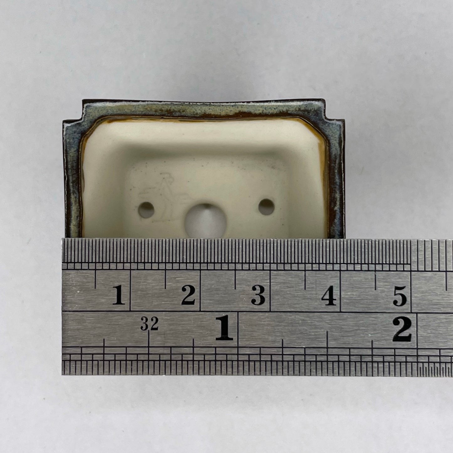 New! Tiny Rectangle Mame Bonsai Pot in Dark Lustre, About 1.5 inches wide