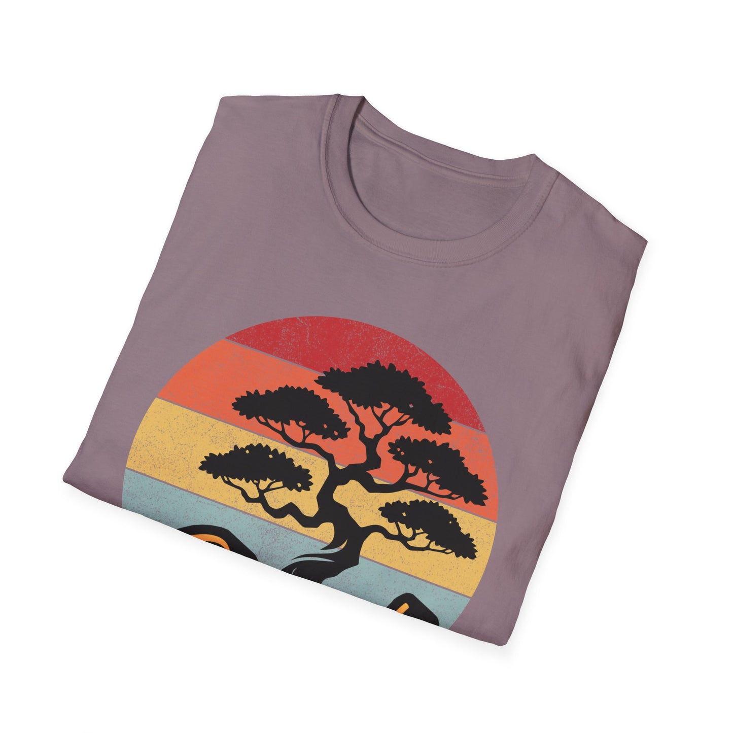 Tshirt A: Classic Sunset Bonsai Shirt, California Vintage-Style Bonsai Tree T-Shirt, Softstyle Bonsai Sunset Tee, Gift for Him