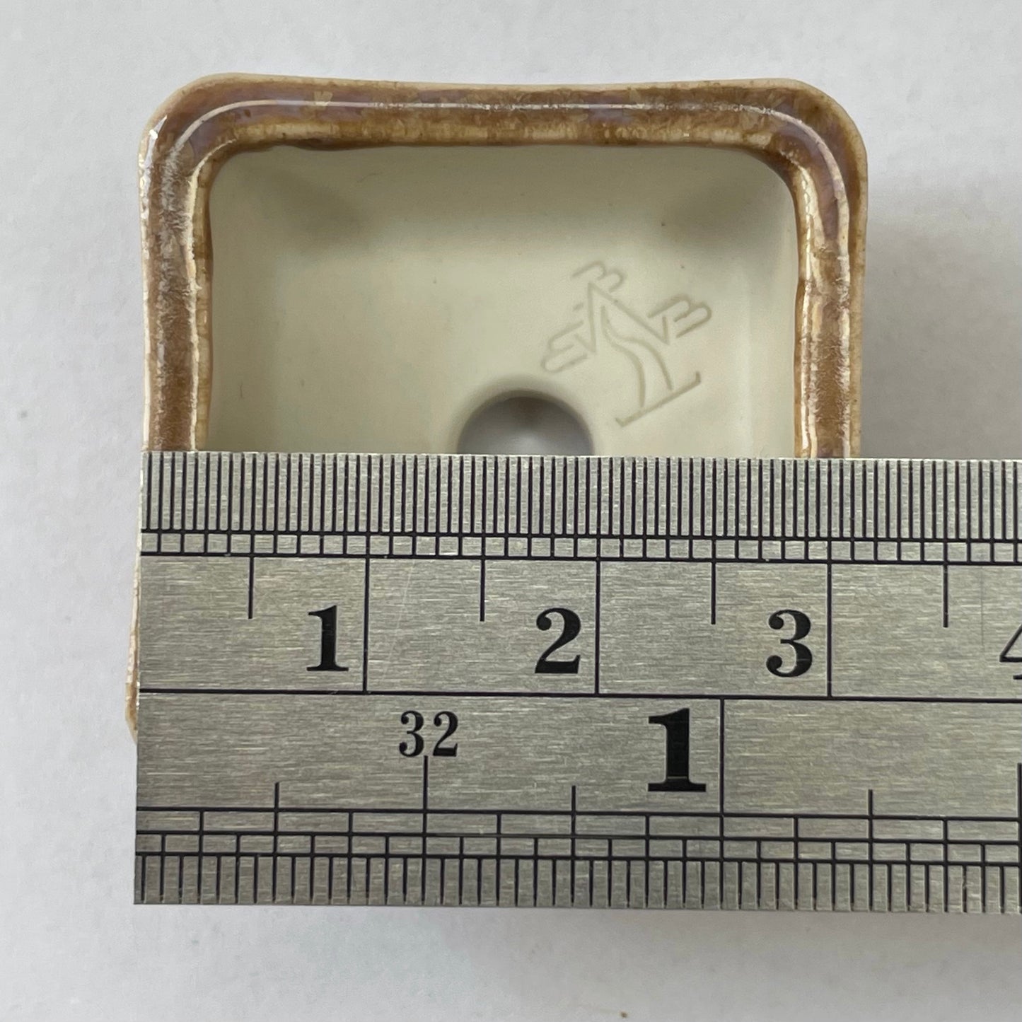 Tiny Square Mame Bonsai Pot in Rosy Brown, Less than 1.5 inches wide