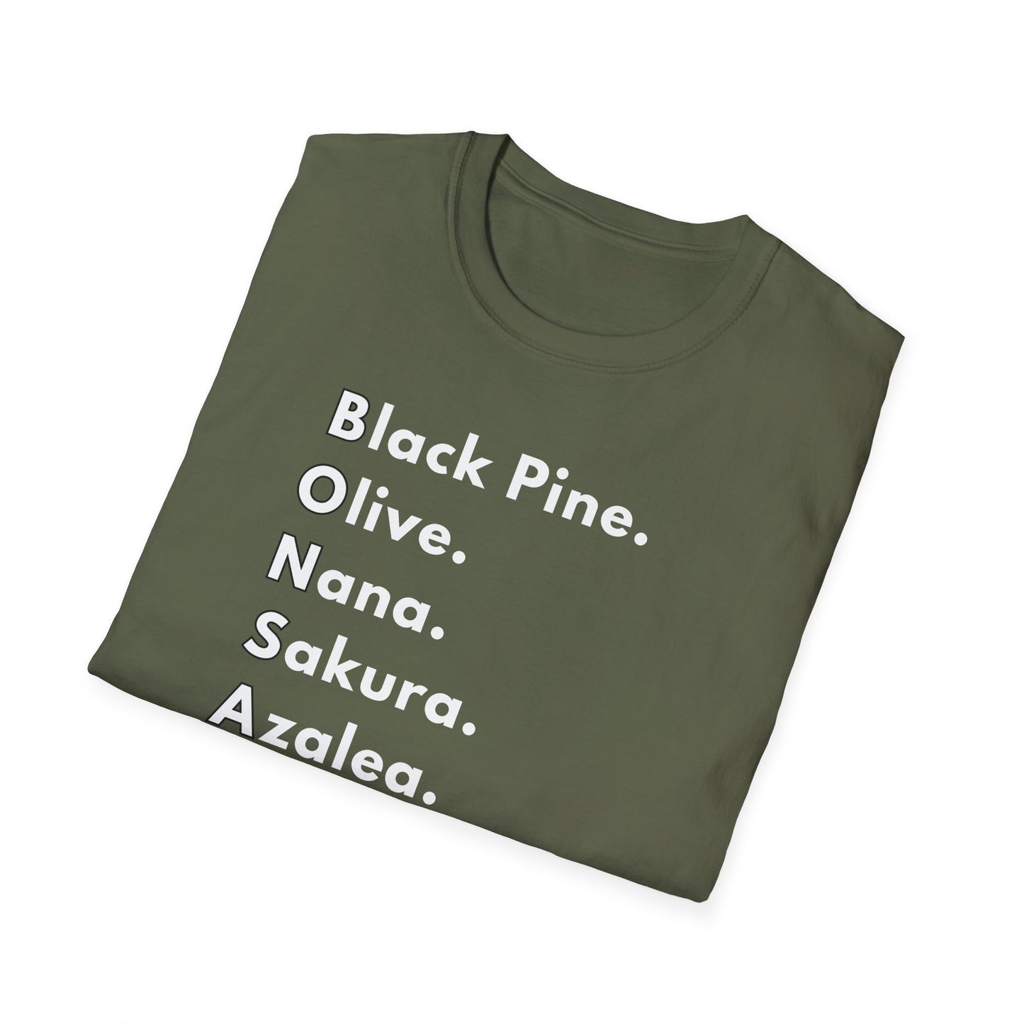 Tshirt: Bonsai Word Art Softstyle T-Shirt, Bonsai Tree Lover Tee Spells Bonsai With Tree Varieties, Unique Bonsai Enthusiast Gift for Him, Tree Type