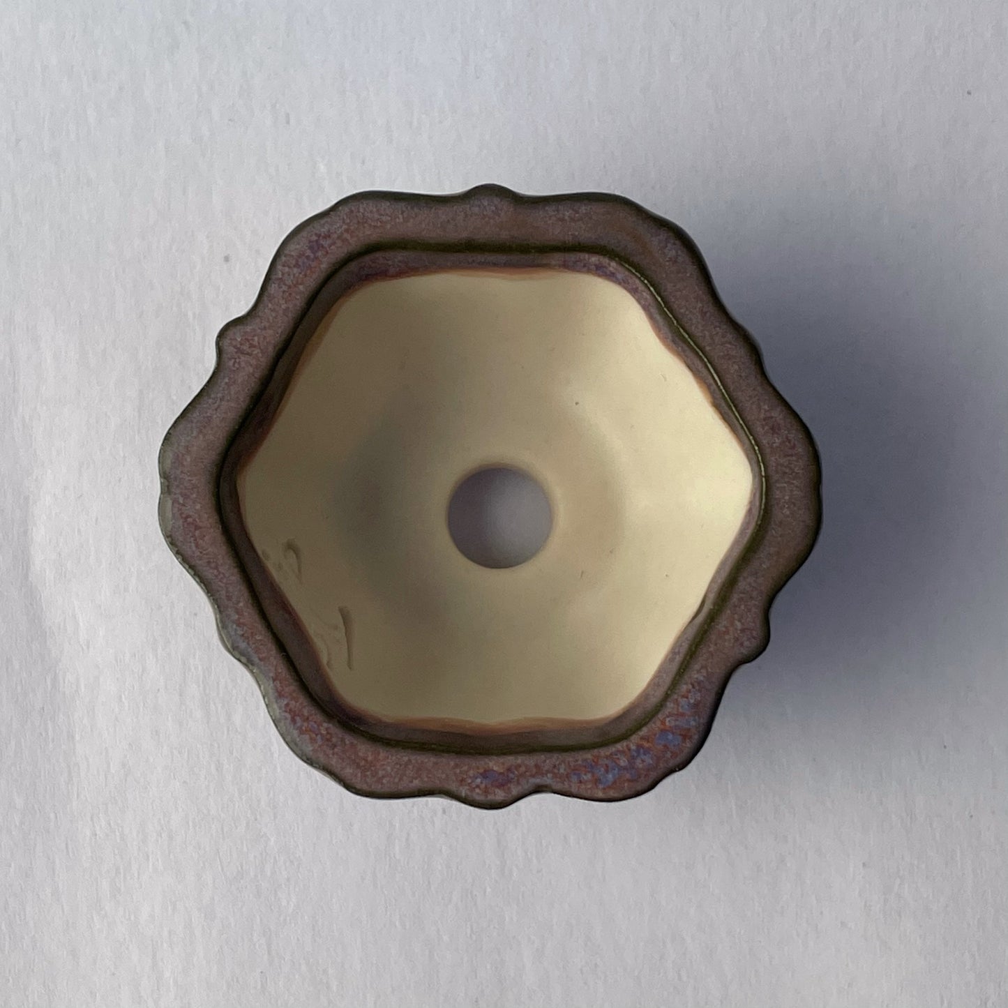 New! Tiny Flower-Shaped Mame Bonsai Pot in Lavender Aster, Only 1.5 inches wide