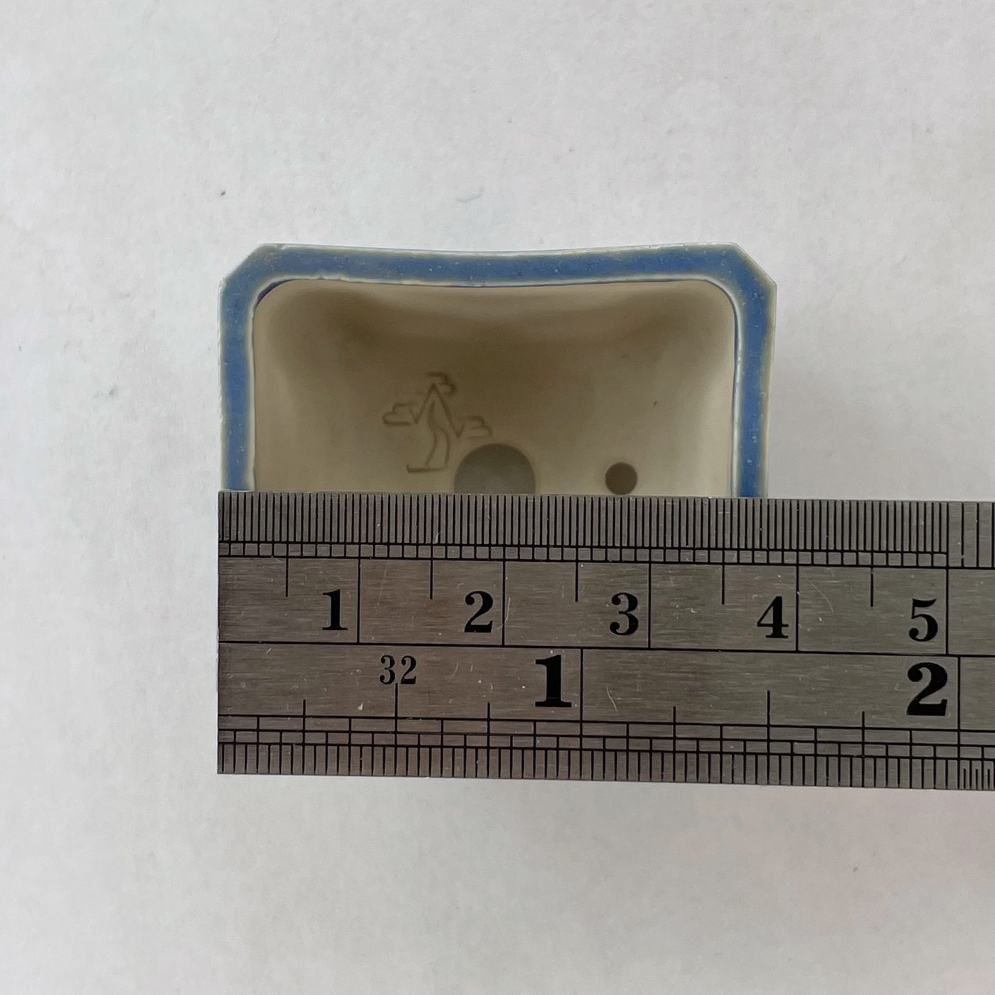 New! Tiny Rectangle Mame Bonsai Pot in Cerulean Pearl, About 1.5 inches wide