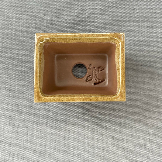 New! Tiny Flared Rectangle Mame Bonsai Pot in Micro Champagne, Less than 1.5 inches wide