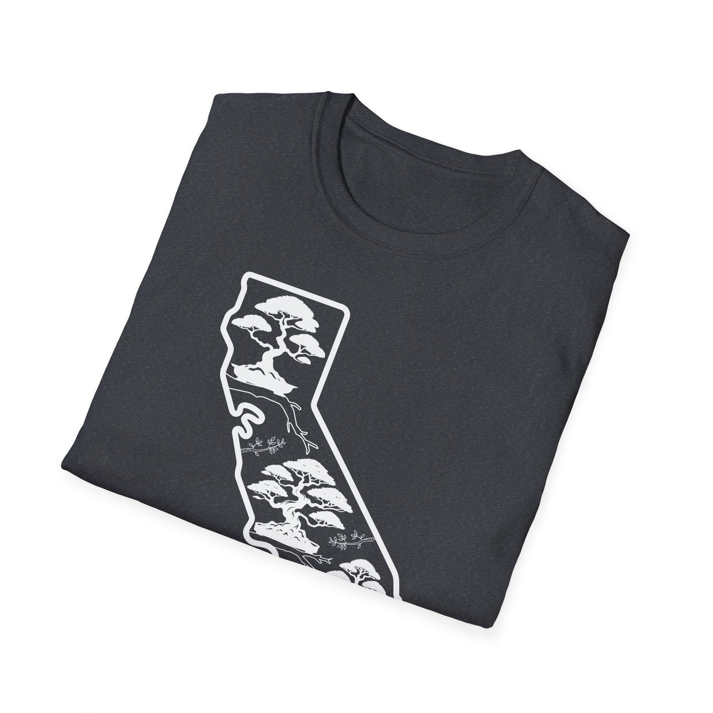Tshirt: California State Bonsai Trees Softstyle T-Shirt, Souvenir State Tee, Botanical Plant Shirt, Nature Lover Shirt, Bonsai Hobbyist Gift Tee