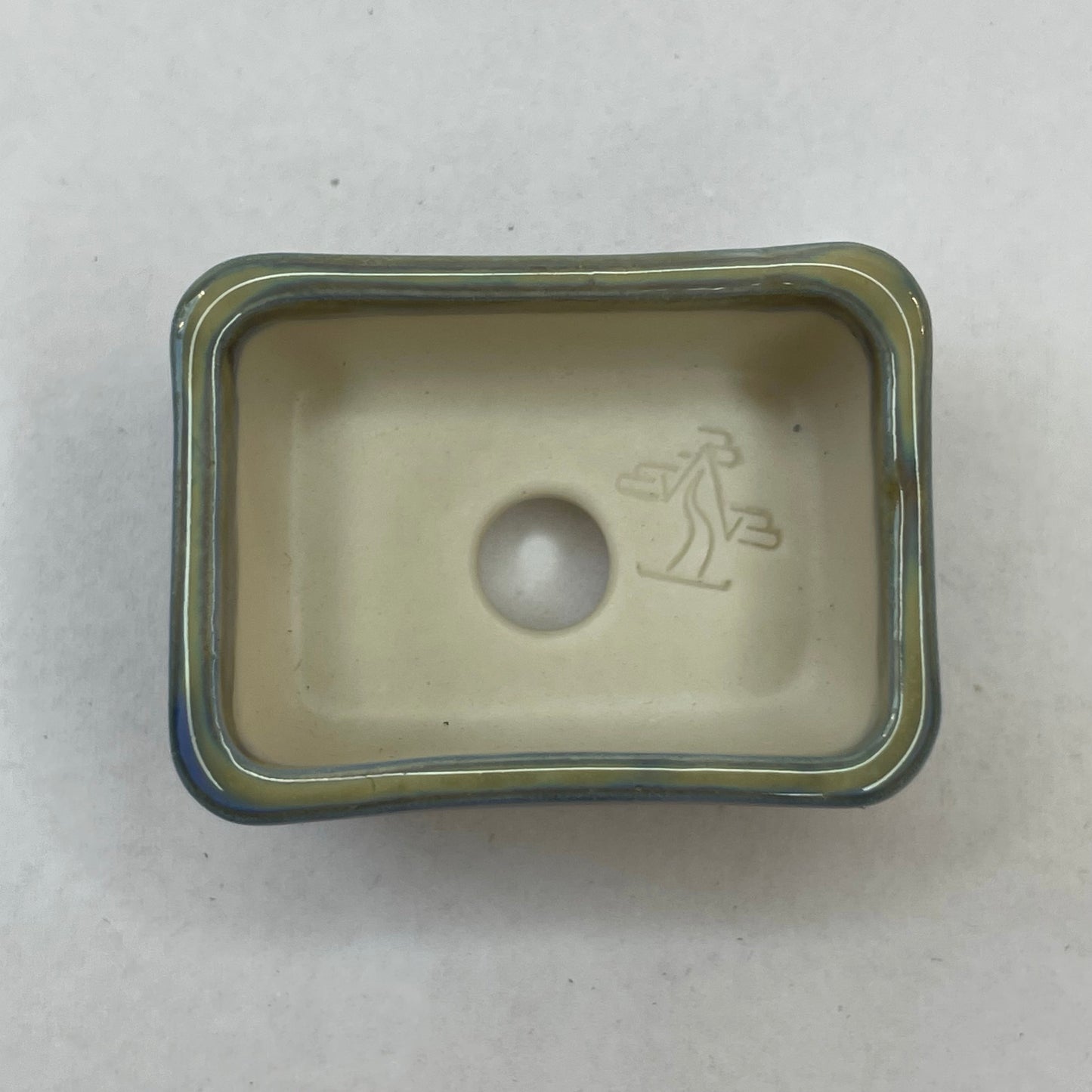 New! Tiny Rectangle Mame Bonsai Pot in Jade Aster, About 1.5 inches long