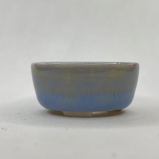 New! Tiny Round Mame Bonsai Pot in Ice, Less than 1.25 inches wide