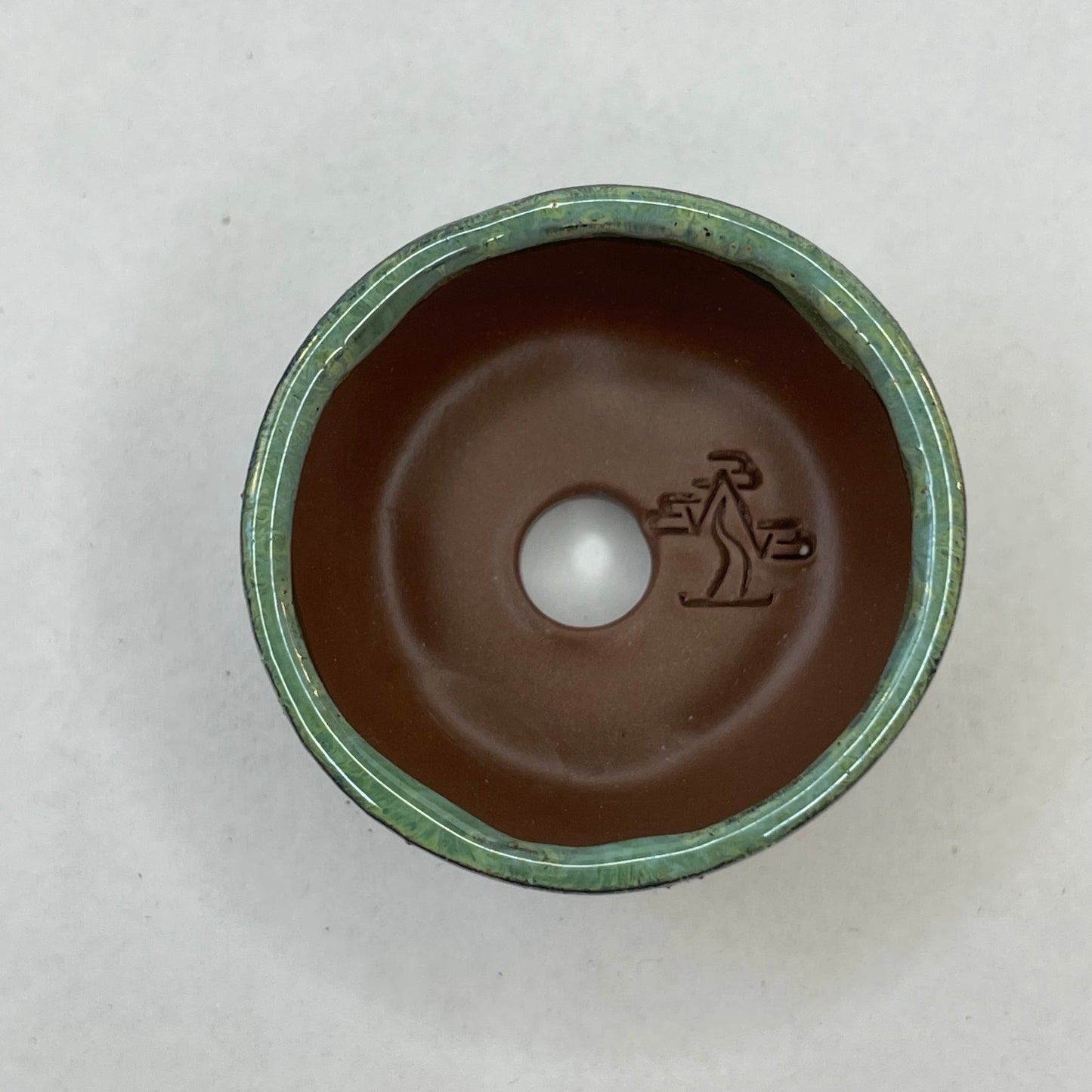 Tiny Round Mame Bonsai Pot in Chocolate Monstera Moss, Only 1.25 inches wide