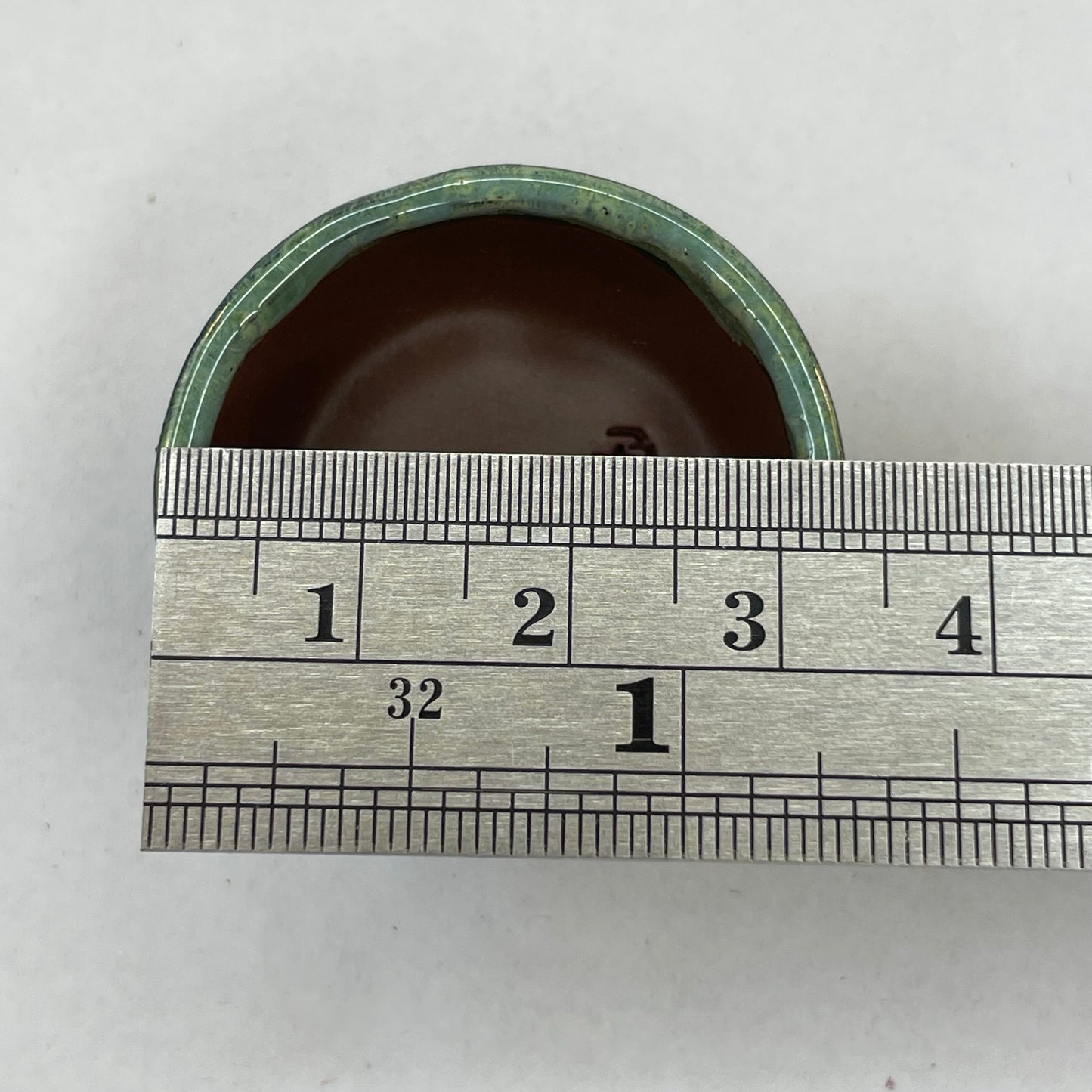 Tiny Round Mame Bonsai Pot in Chocolate Monstera Moss, Only 1.25 inches wide