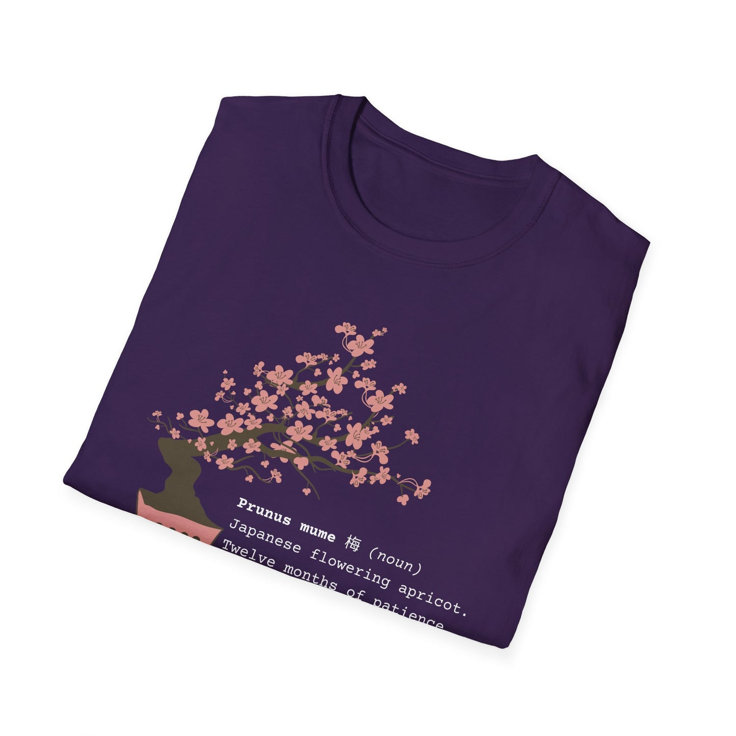 Tshirt 6: Bonsai Prunus Mume Softstyle T-Shirt, Cherry Blossom Bonsai Tree Shirt, Flowering Apricot Botanical Art, Zen Bonsai Enthusiast Gift, Garden