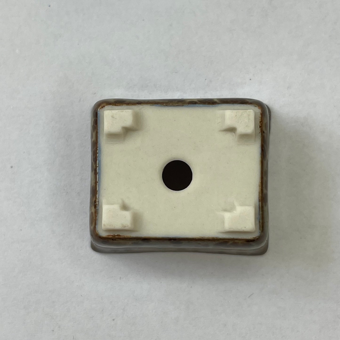 New! Tiny Rectangle Mame Bonsai Pot in Green Leopard, about 1.25 inches long, Handcrafted Miniature Pot