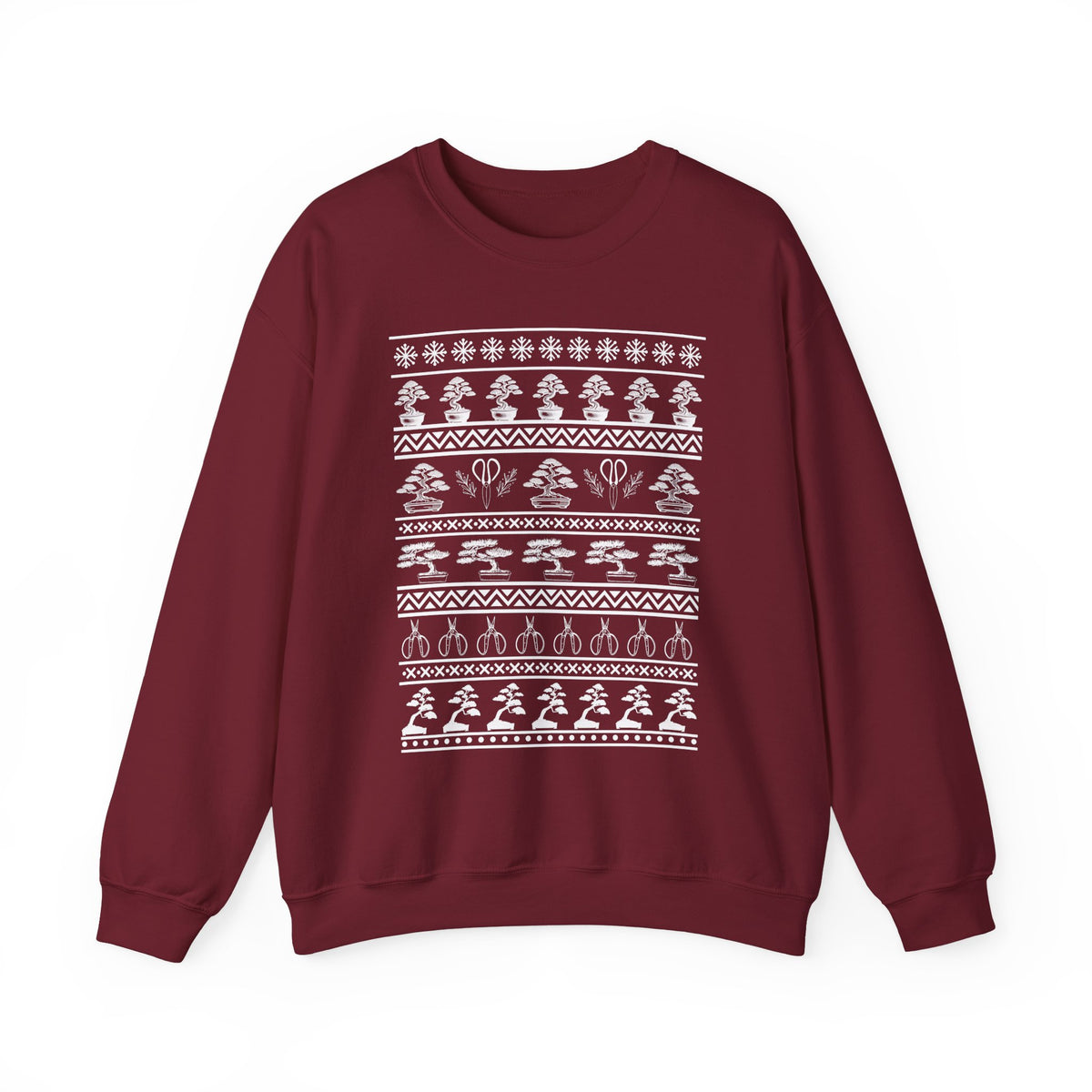 Winter Bonsai Tree Christmas Nordic Ugly Sweater Sweatshirt, Fair Isle Holiday Shirt