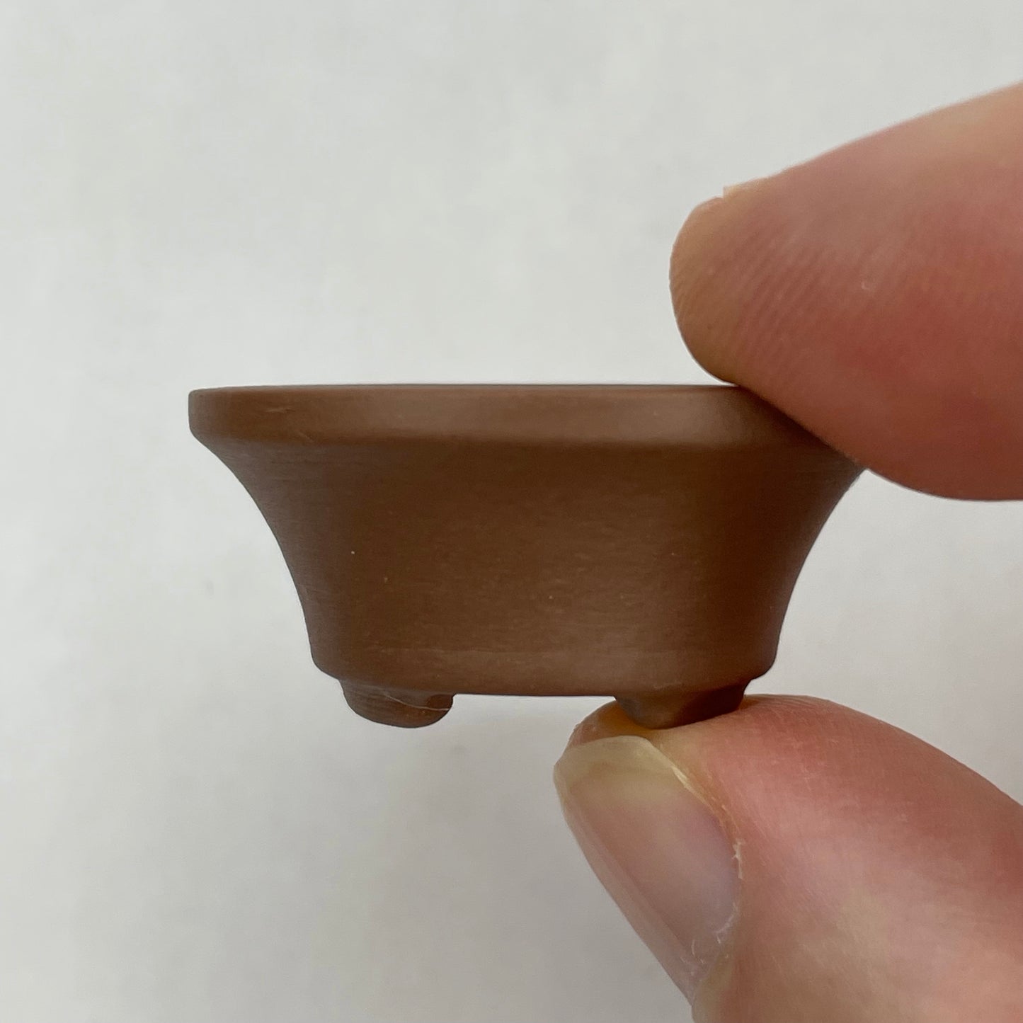 Tiny Unglazed Flared Round Mame Bonsai Pot in Chocolate Porcelain, Less than 1.25 inches wide