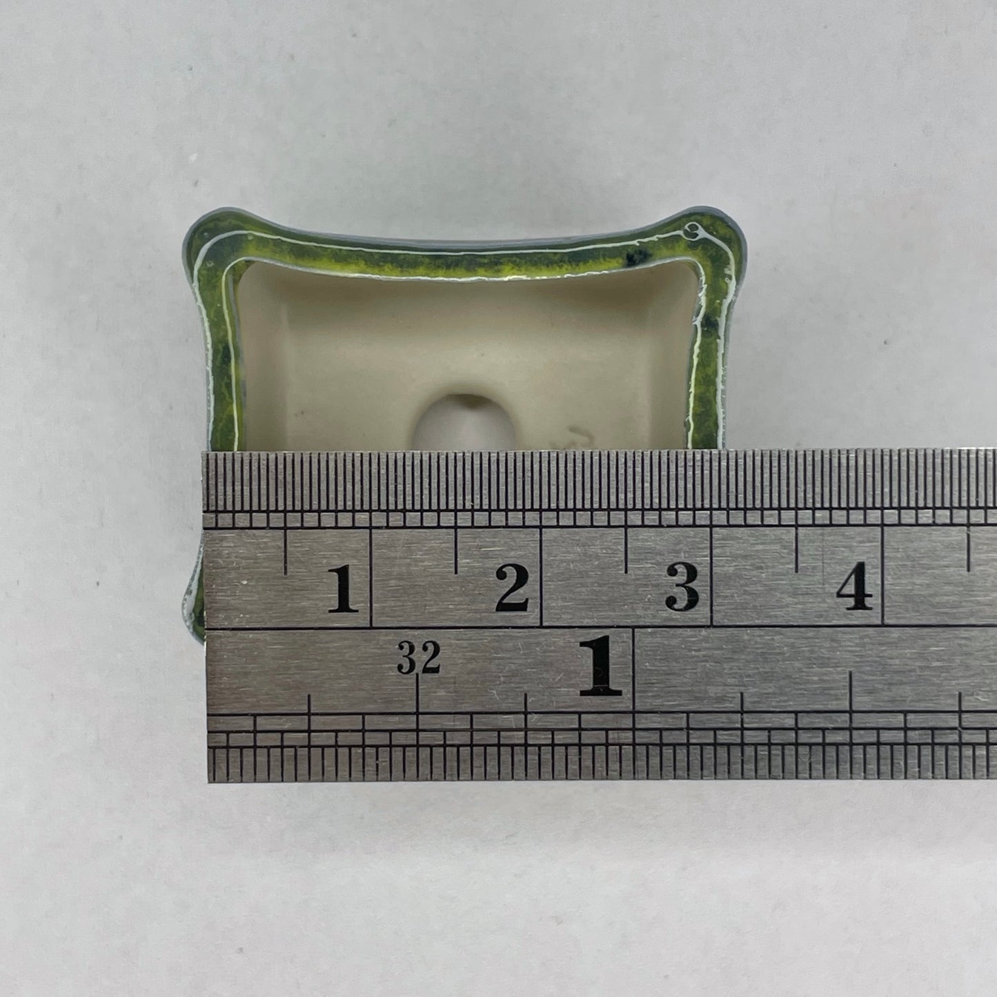 New! Tiny Rectangle Mame Bonsai Pot in Monet Forest, About 1.25 inches wide