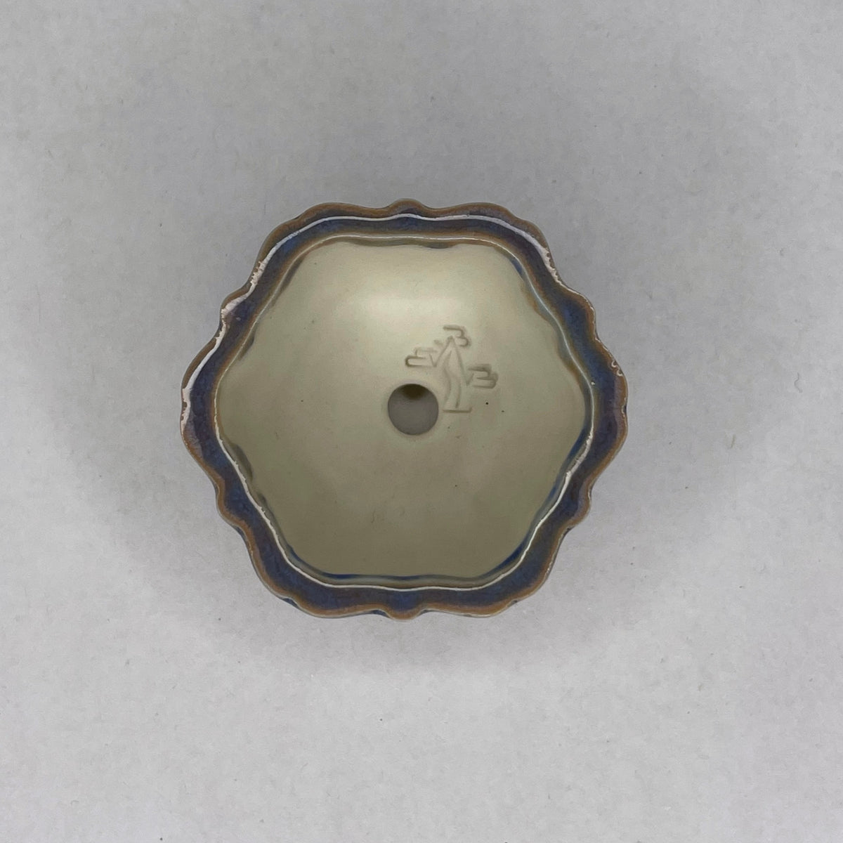 New! Tiny Flower-Shaped Mame Bonsai Pot in Cerulean Aster, Less than 1.5 inches wide
