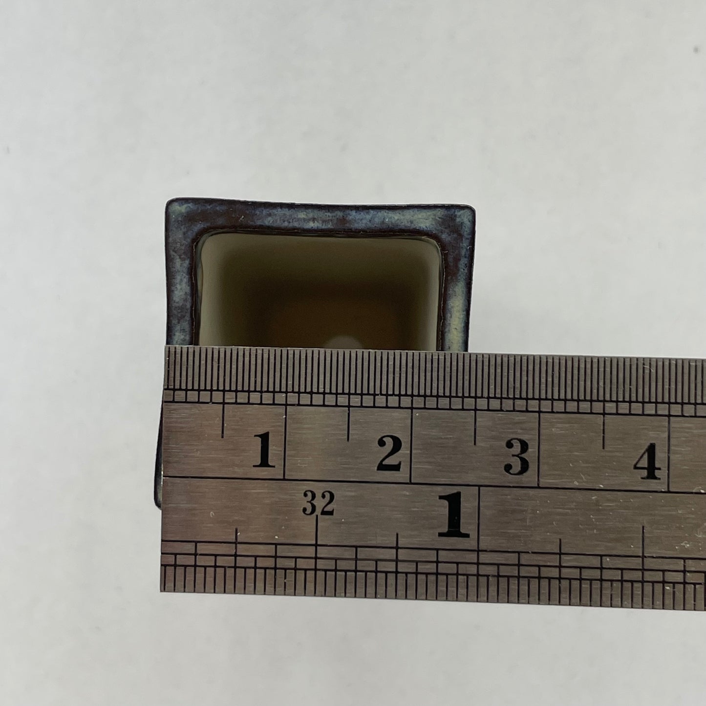 New! Tiny Cascade Mame Bonsai Pot in Opal Fog, Less than 1.75 inches tall