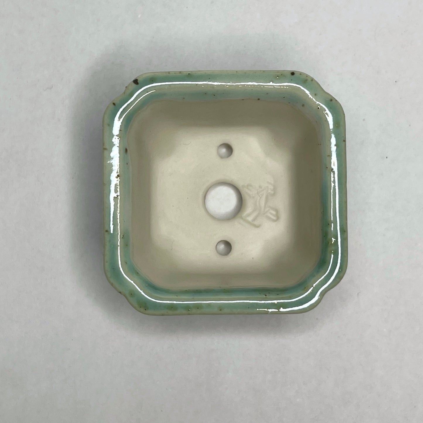 Tiny Square Mame Bonsai Pot in Mint Chip, About 1.5 inches wide