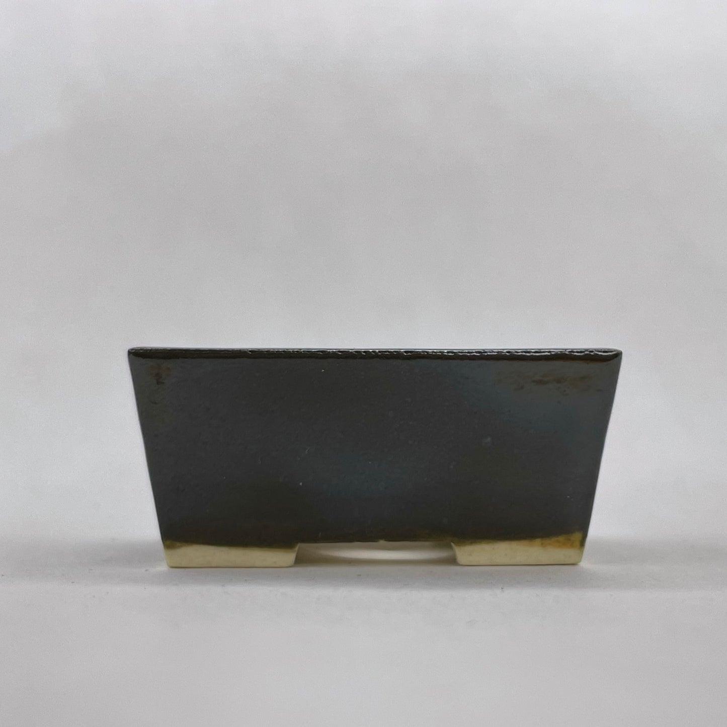 New! Tiny Rectangle Mame Bonsai Pot in Olive, Less than 1.5 inches long
