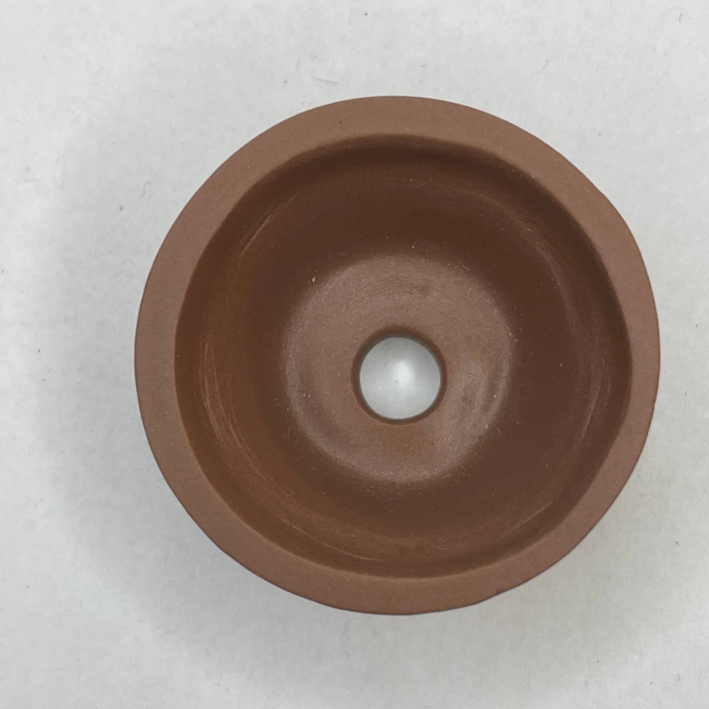 Tiny Unglazed Flared Round Mame Bonsai Pot in Chocolate Porcelain, Less than 1.25 inches wide
