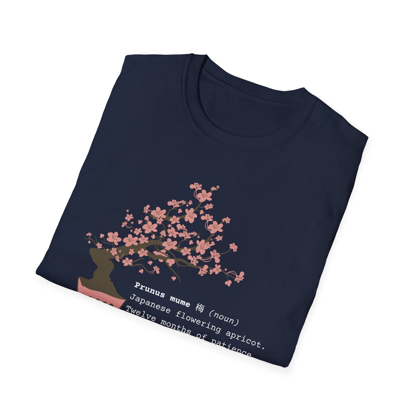 Tshirt 6: Bonsai Prunus Mume Softstyle T-Shirt, Cherry Blossom Bonsai Tree Shirt, Flowering Apricot Botanical Art, Zen Bonsai Enthusiast Gift, Garden