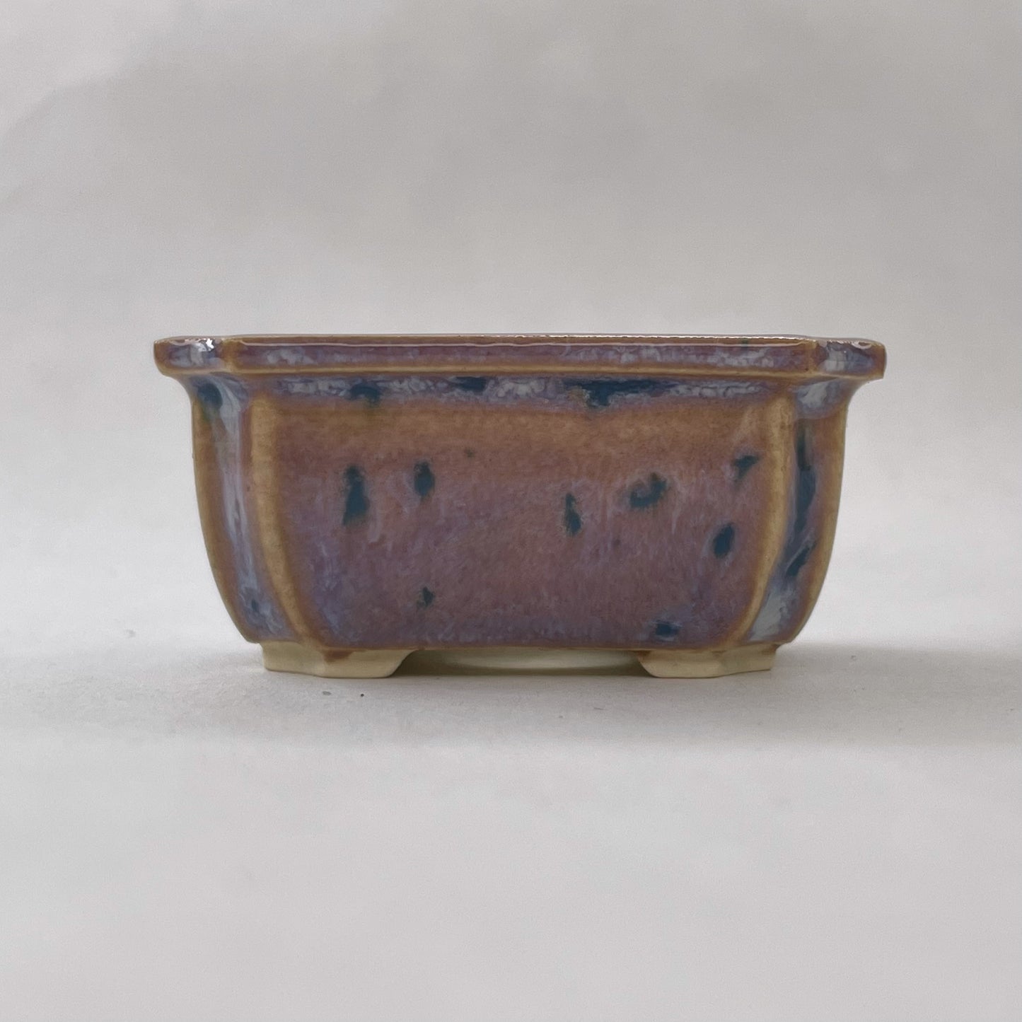 New! Tiny Rectangle Mame Bonsai Pot in Pearl Purple Aster, About 1.5 inches wide