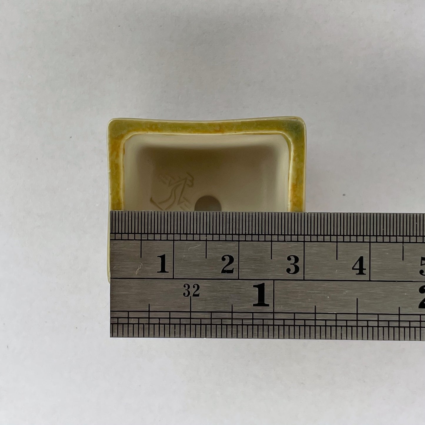 New! Tiny Rectangle Mame Bonsai Pot in Jade Aster, Less than 1.25 inches wide