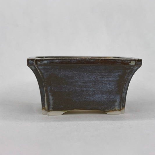 New! Tiny Rectangle Mame Bonsai Pot in Dark Lustre, About 1.5 inches wide