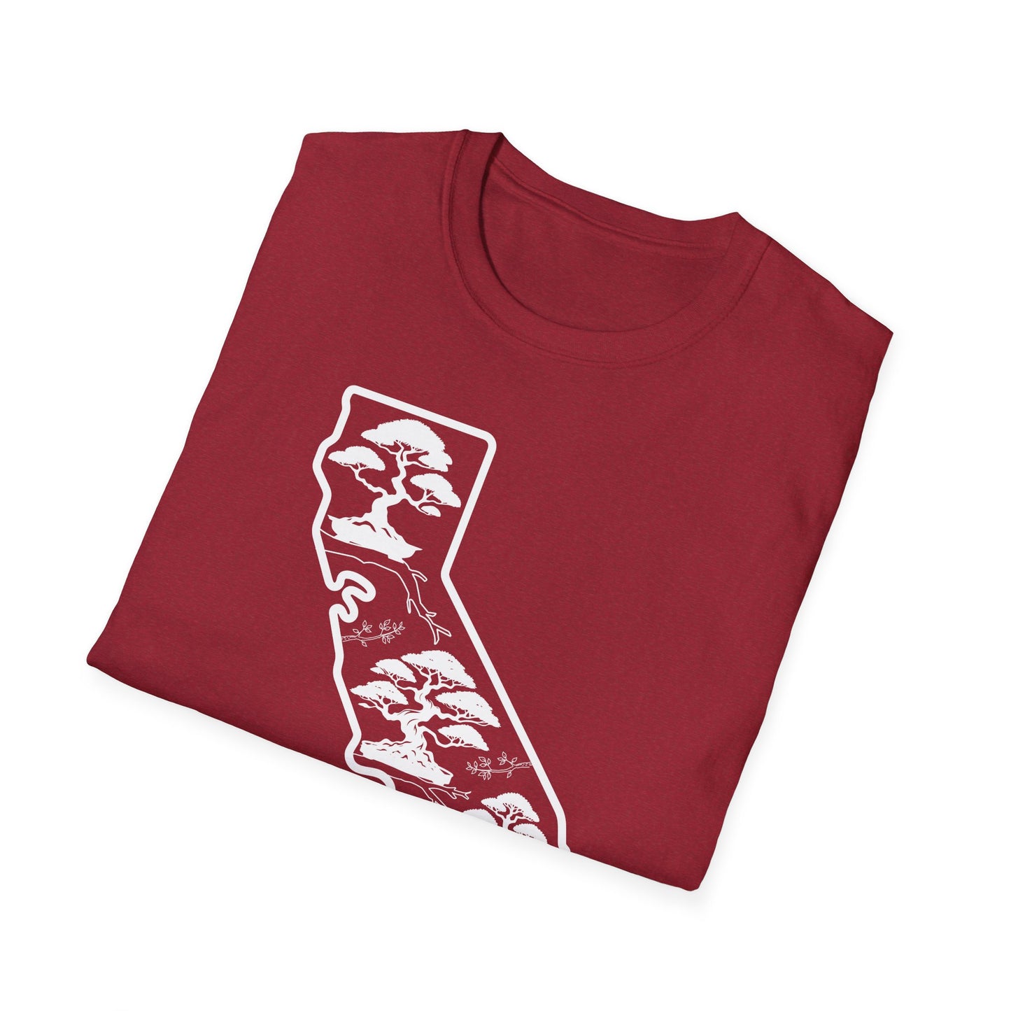 Tshirt: California State Bonsai Trees Softstyle T-Shirt, Souvenir State Tee, Botanical Plant Shirt, Nature Lover Shirt, Bonsai Hobbyist Gift Tee