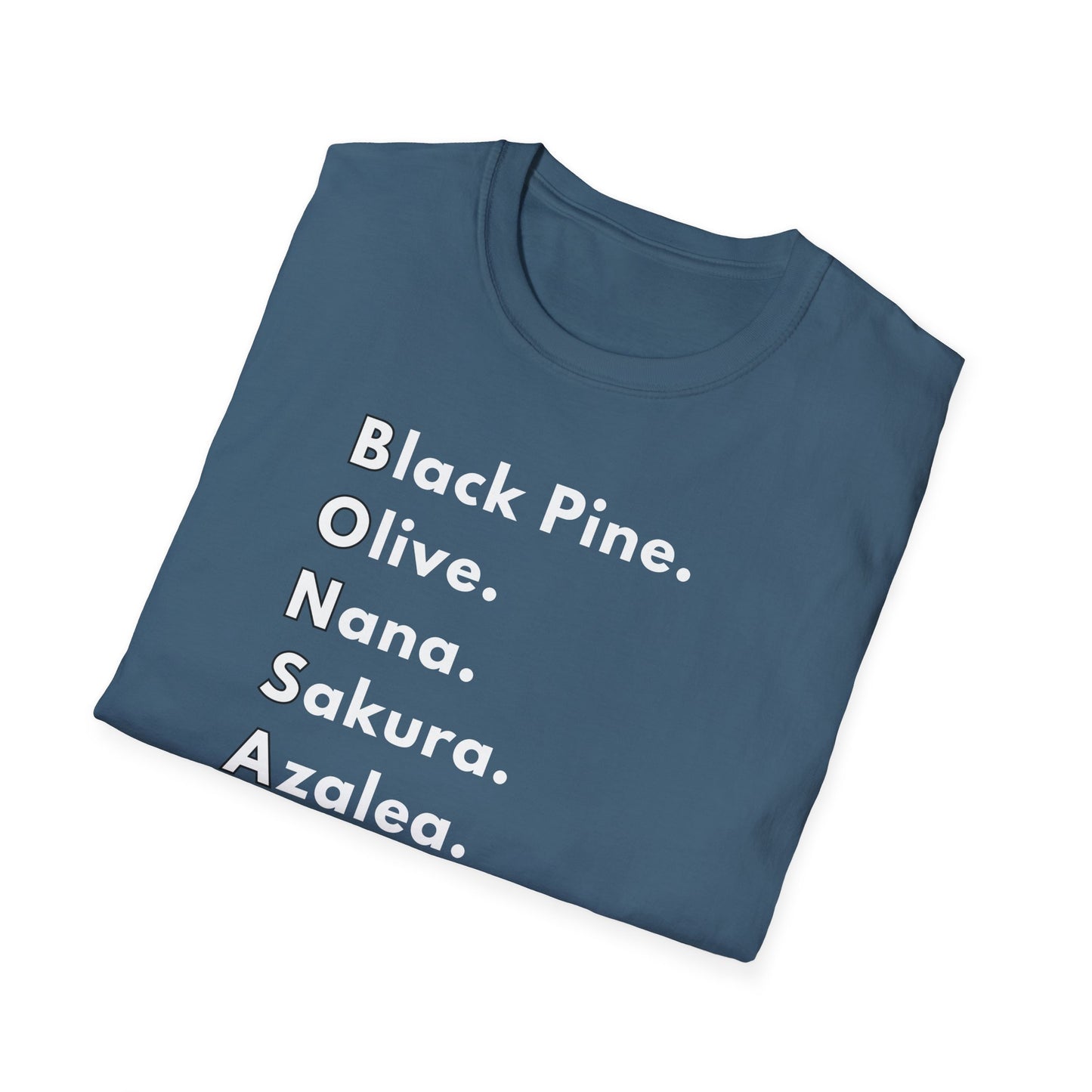 Tshirt: Bonsai Word Art Softstyle T-Shirt, Bonsai Tree Lover Tee Spells Bonsai With Tree Varieties, Unique Bonsai Enthusiast Gift for Him, Tree Type
