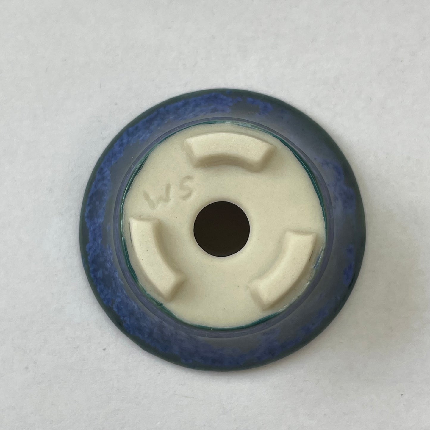 New! Tiny Flared Round Mame Bonsai Pot in Teal Blue Surf, Less than 1.5 inches wide